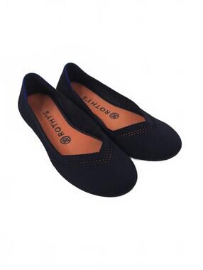 Rothy's Women's Navy Round Toe Blue Knit Ballet Flats w/Distinctive Insole S 7.5